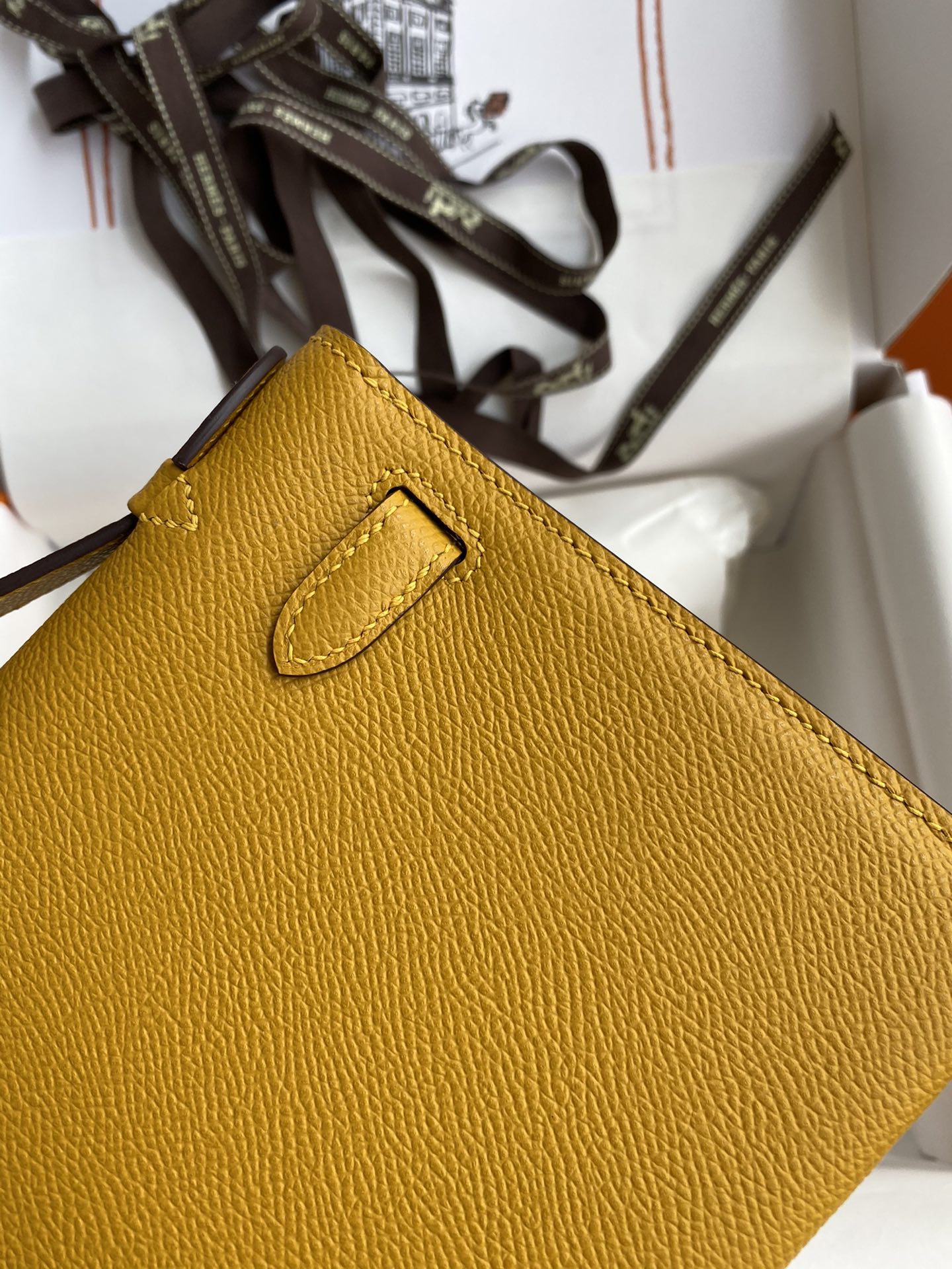 Hermes Mini Kelly Pochette 22cm Bag In Yellow Omber Epsom Leather